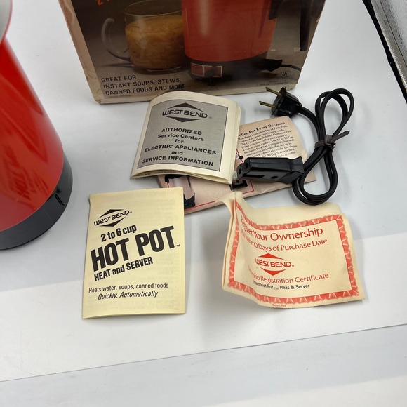 West Bend Vintage Hot Pot 36 Oz  2-6 Cup Plug In NOS New Old Stock TESTED 3253 - Picture 8 of 13